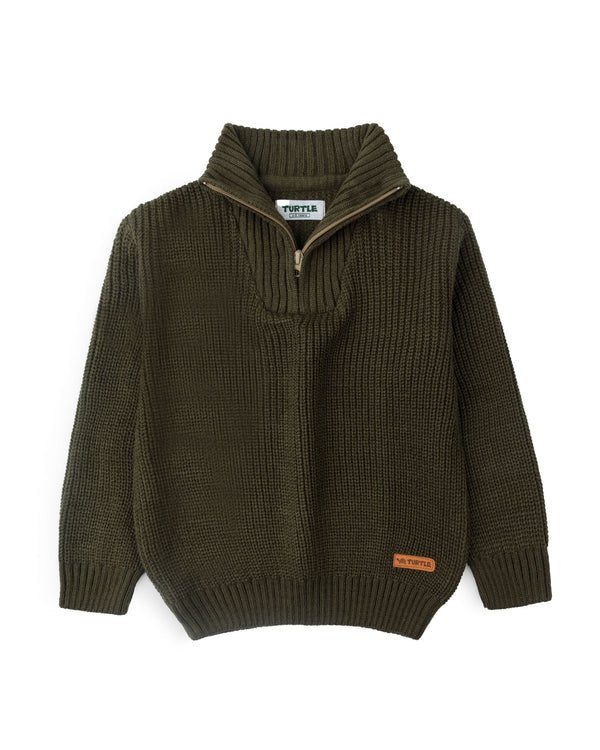 Dark Olive Half-Zip Sweater