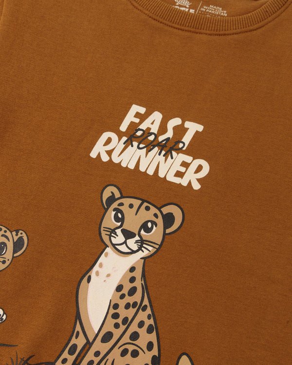Honey-Brown Printed Sweatshirt