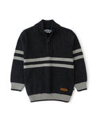 Charcoal Striped Half-Zip Sweater