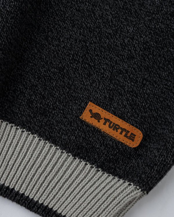 Charcoal Striped Half-Zip Sweater