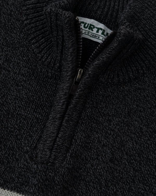 Charcoal Striped Half-Zip Sweater